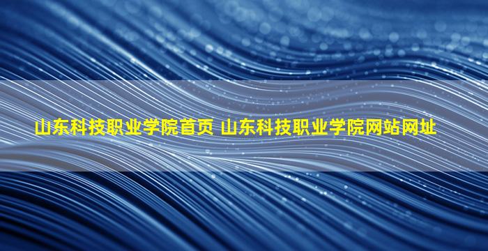 山东科技职业学院首页 山东科技职业学院网站网址